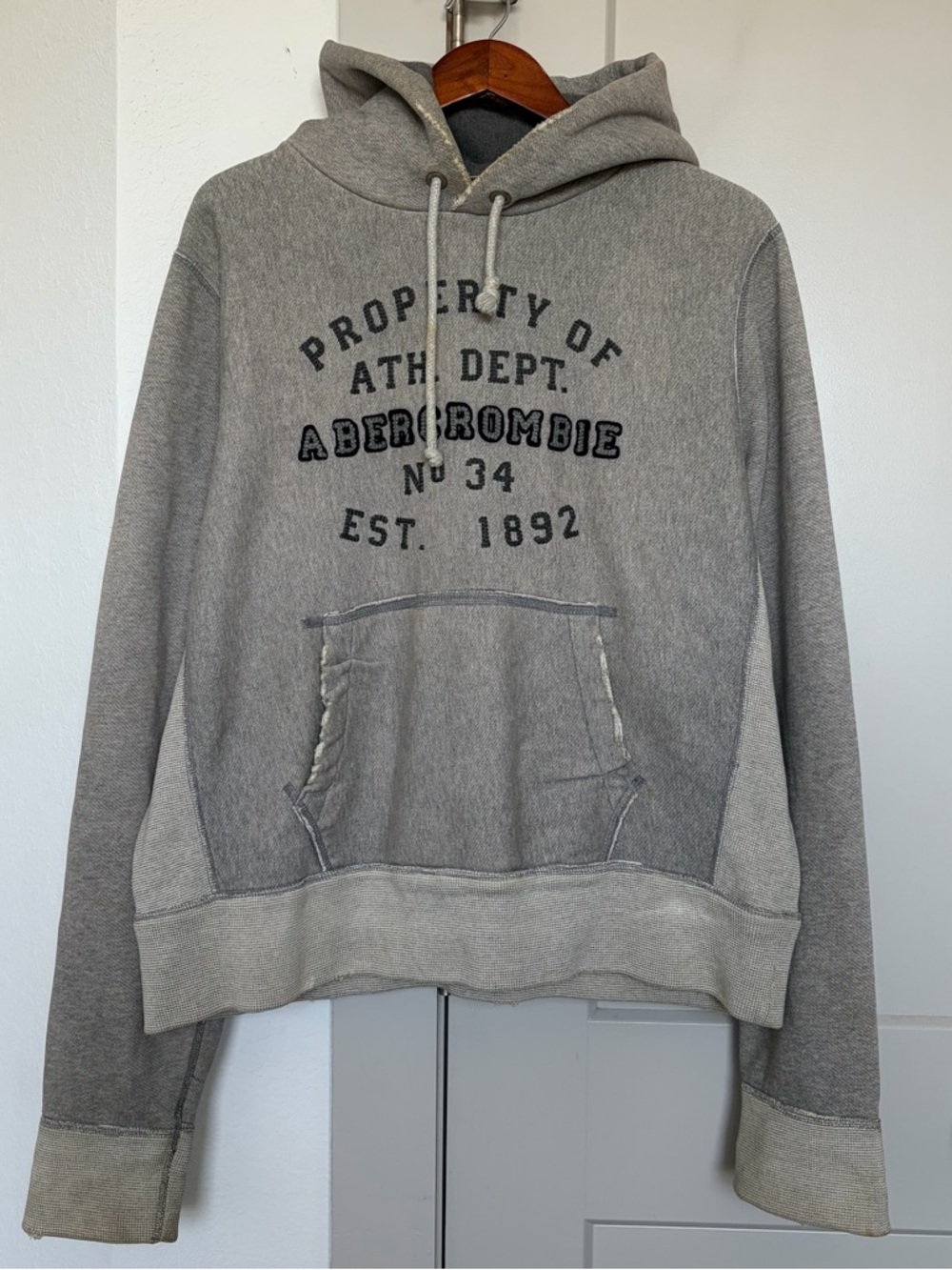 VINTAGE Y2K ABERCROMBIE AND FITCH HEAVY WEIGHT GREY HOODIE MENS XL